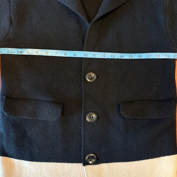 Carole Christian Color-Block Black & Ivory Cardigan Modern Wool Blend Outerwear - Picture 2 of 8